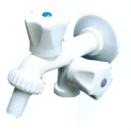 CANILLA DUPLEX  LAVARROPA PLASTICA BCA